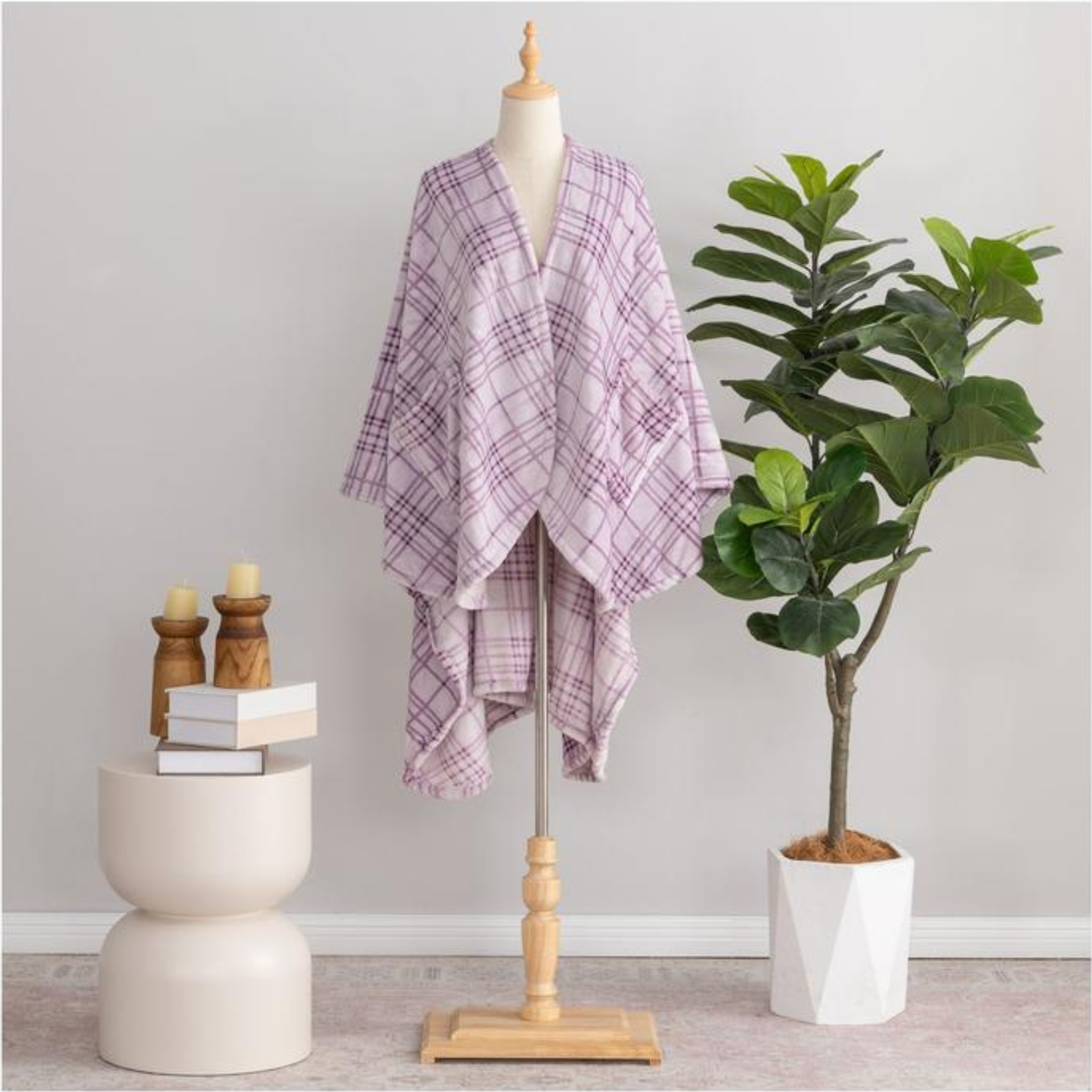 Plaid Velvetsoft Plush Wearable Throw